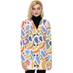 Abstract Pattern Background Button Up Hooded Coat 