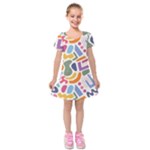 Abstract Pattern Background Kids  Short Sleeve Velvet Dress