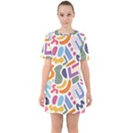 Abstract Pattern Background Sixties Short Sleeve Mini Dress
