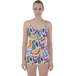Abstract Pattern Background Tie Front Two Piece Tankini