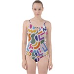 Abstract Pattern Background Cut Out Top Tankini Set