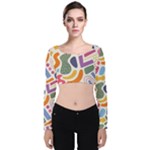 Abstract Pattern Background Velvet Long Sleeve Crop Top