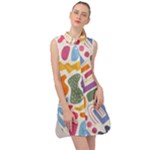 Abstract Pattern Background Sleeveless Shirt Dress