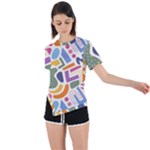 Abstract Pattern Background Asymmetrical Short Sleeve Sports T-Shirt