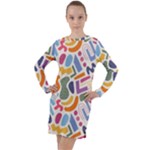 Abstract Pattern Background Long Sleeve Hoodie Dress