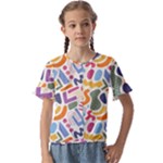 Abstract Pattern Background Kids  Cuff Sleeve Scrunch Bottom T-Shirt