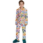 Abstract Pattern Background Kids  Long Sleeve Velvet Pajamas Set