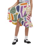 Abstract Pattern Background Kids  Ruffle Flared Wrap Midi Skirt