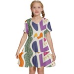 Abstract Pattern Background Kids  Short Sleeve Tiered Mini Dress