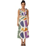 Abstract Pattern Background Tie-Strap Tiered Midi Chiffon Dress
