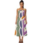 Abstract Pattern Background Square Neckline Tiered Midi Dress