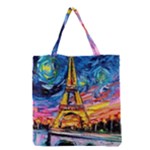 Eiffel Tower Starry Night Print Van Gogh Grocery Tote Bag