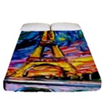 Eiffel Tower Starry Night Print Van Gogh Fitted Sheet (Queen Size)