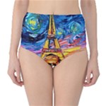 Eiffel Tower Starry Night Print Van Gogh Classic High-Waist Bikini Bottoms