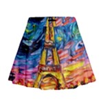 Eiffel Tower Starry Night Print Van Gogh Mini Flare Skirt