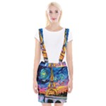 Eiffel Tower Starry Night Print Van Gogh Braces Suspender Skirt