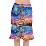 Eiffel Tower Starry Night Print Van Gogh Short Mermaid Skirt
