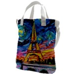 Eiffel Tower Starry Night Print Van Gogh Canvas Messenger Bag