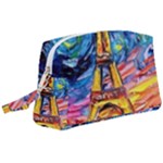 Eiffel Tower Starry Night Print Van Gogh Wristlet Pouch Bag (Large)