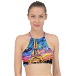 Eiffel Tower Starry Night Print Van Gogh Halter Bikini Top