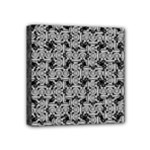 Ethnic symbols motif black and white pattern Mini Canvas 4  x 4  (Stretched)