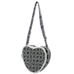 Ethnic symbols motif black and white pattern Heart Shoulder Bag