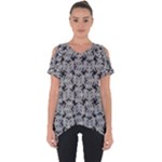 Ethnic symbols motif black and white pattern Cut Out Side Drop T-Shirt