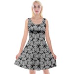 Ethnic symbols motif black and white pattern Reversible Velvet Sleeveless Dress