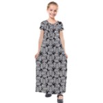 Ethnic symbols motif black and white pattern Kids  Short Sleeve Maxi Dress