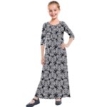 Ethnic symbols motif black and white pattern Kids  Quarter Sleeve Maxi Dress