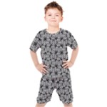 Ethnic symbols motif black and white pattern Kids  T-Shirt and Shorts Set