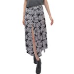 Ethnic symbols motif black and white pattern Velour Split Maxi Skirt
