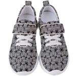Ethnic symbols motif black and white pattern Women s Velcro Strap Shoes