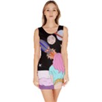 Girl Bed Space Planets Spaceship Rocket Astronaut Galaxy Universe Cosmos Woman Dream Imagination Bed Bodycon Dress