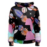 Girl Bed Space Planets Spaceship Rocket Astronaut Galaxy Universe Cosmos Woman Dream Imagination Bed Women s Pullover Hoodie
