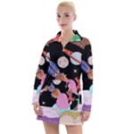 Girl Bed Space Planets Spaceship Rocket Astronaut Galaxy Universe Cosmos Woman Dream Imagination Bed Women s Long Sleeve Casual Dress