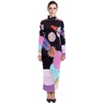 Girl Bed Space Planets Spaceship Rocket Astronaut Galaxy Universe Cosmos Woman Dream Imagination Bed Turtleneck Maxi Dress