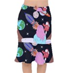 Girl Bed Space Planets Spaceship Rocket Astronaut Galaxy Universe Cosmos Woman Dream Imagination Bed Short Mermaid Skirt