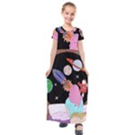 Girl Bed Space Planets Spaceship Rocket Astronaut Galaxy Universe Cosmos Woman Dream Imagination Bed Kids  Short Sleeve Maxi Dress