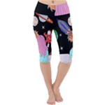 Girl Bed Space Planets Spaceship Rocket Astronaut Galaxy Universe Cosmos Woman Dream Imagination Bed Lightweight Velour Cropped Yoga Leggings
