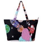 Girl Bed Space Planets Spaceship Rocket Astronaut Galaxy Universe Cosmos Woman Dream Imagination Bed Full Print Shoulder Bag