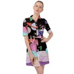 Girl Bed Space Planets Spaceship Rocket Astronaut Galaxy Universe Cosmos Woman Dream Imagination Bed Belted Shirt Dress