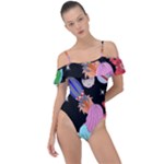 Girl Bed Space Planets Spaceship Rocket Astronaut Galaxy Universe Cosmos Woman Dream Imagination Bed Frill Detail One Piece Swimsuit