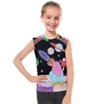 Girl Bed Space Planets Spaceship Rocket Astronaut Galaxy Universe Cosmos Woman Dream Imagination Bed Kids  Mesh Tank Top