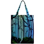 Nature Outdoors Night Trees Scene Forest Woods Light Moonlight Wilderness Stars Zipper Classic Tote Bag