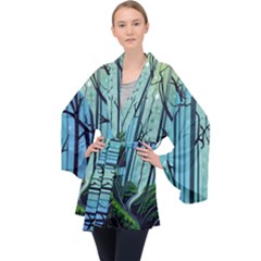 Long Sleeve Velvet Kimono  
