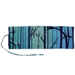 Nature Outdoors Night Trees Scene Forest Woods Light Moonlight Wilderness Stars Roll Up Canvas Pencil Holder (M)