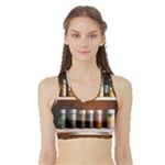 Alcohol Apothecary Book Cover Booze Bottles Gothic Magic Medicine Oils Ornate Pharmacy Sports Bra with Border