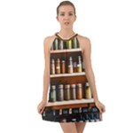 Alcohol Apothecary Book Cover Booze Bottles Gothic Magic Medicine Oils Ornate Pharmacy Halter Tie Back Chiffon Dress