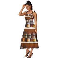 Tie-Strap Tiered Midi Chiffon Dress 